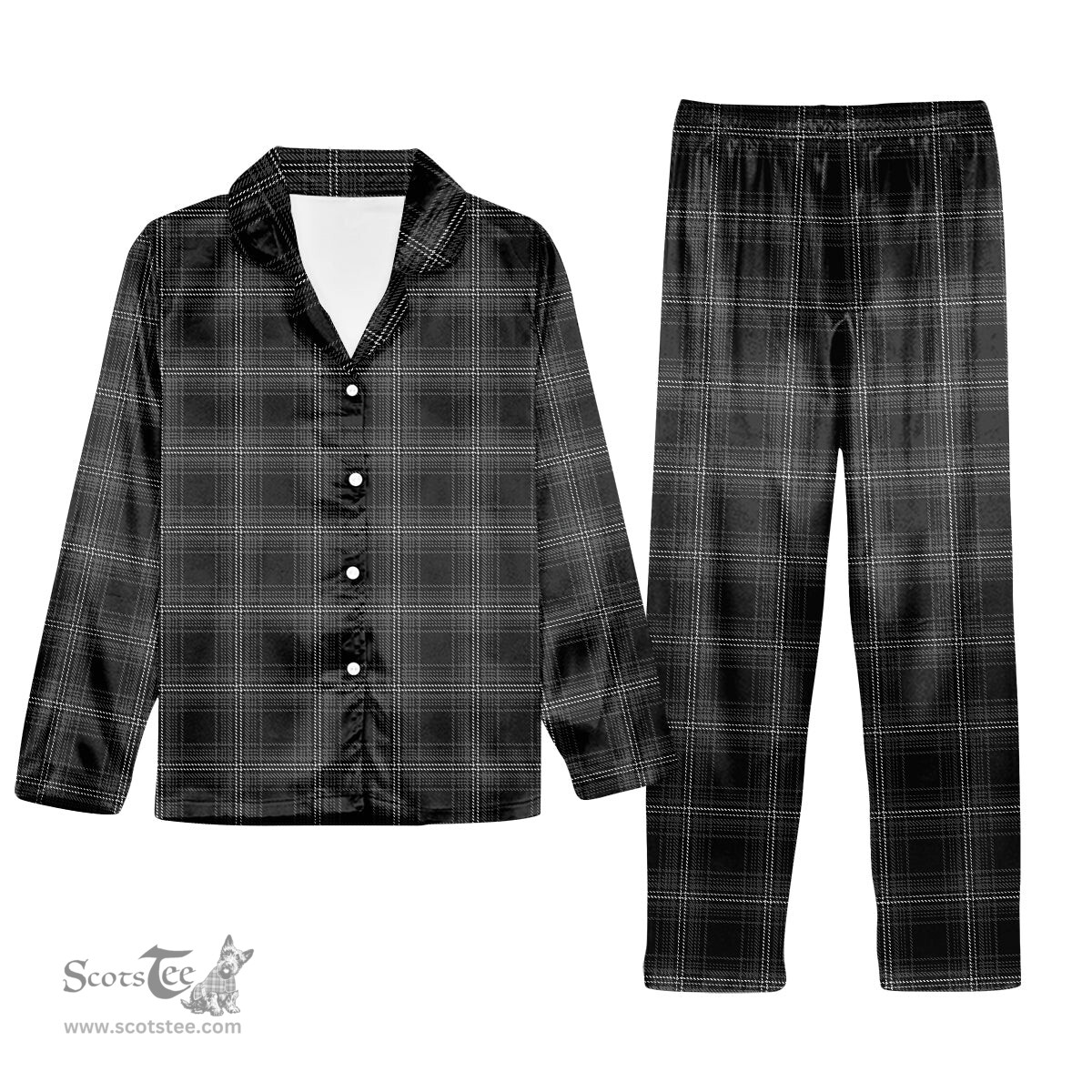 ScotsTee Shop Scottish Stewart Mourning 1880 Tartan Pajama Satin Velvet Flannel Pajama Set