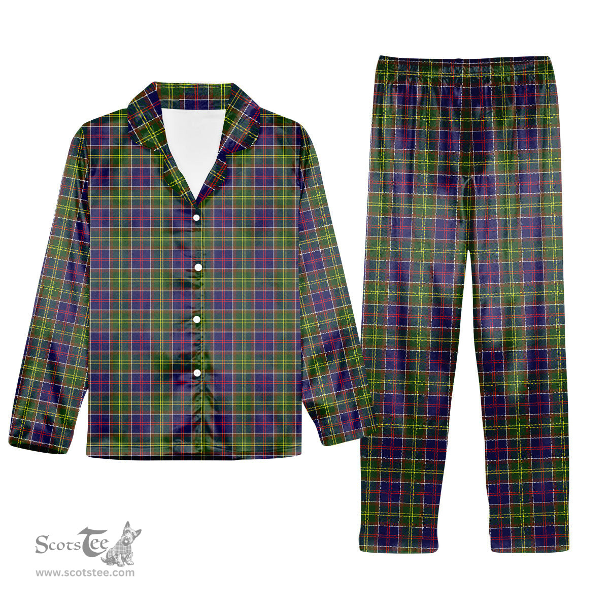 ScotsTee Shop Scottish Whitefoord Tartan Pajama Satin Velvet Flannel Pajama Set