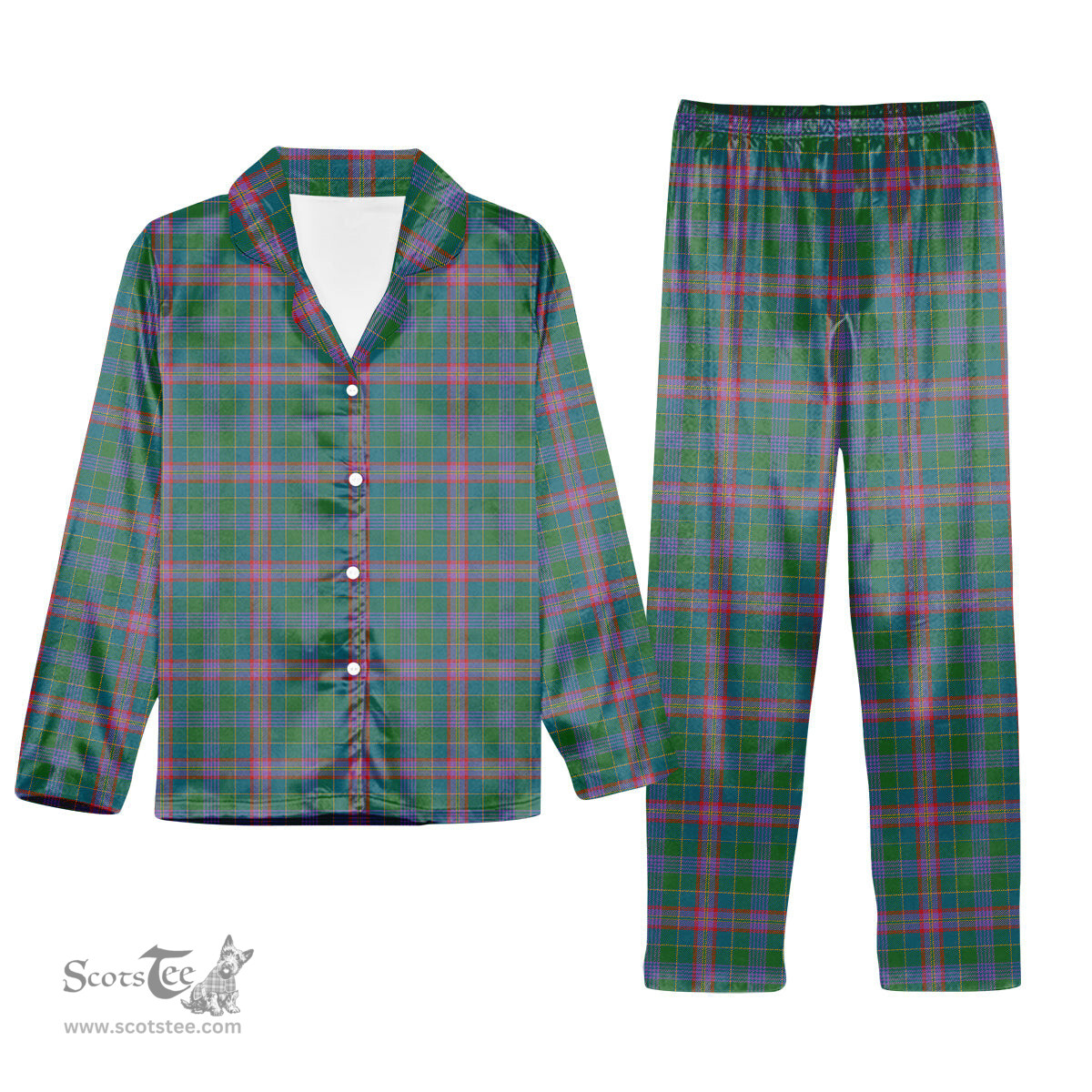 ScotsTee Shop Scottish Pitcairn Hunting Ancient Tartan Pajama Satin Velvet Flannel Pajama Set