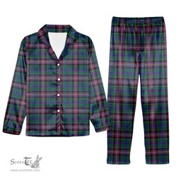 ScotsTee Shop Scottish Pitcairn Hunting Modern Tartan Pajama Satin Velvet Flannel Pajama Set