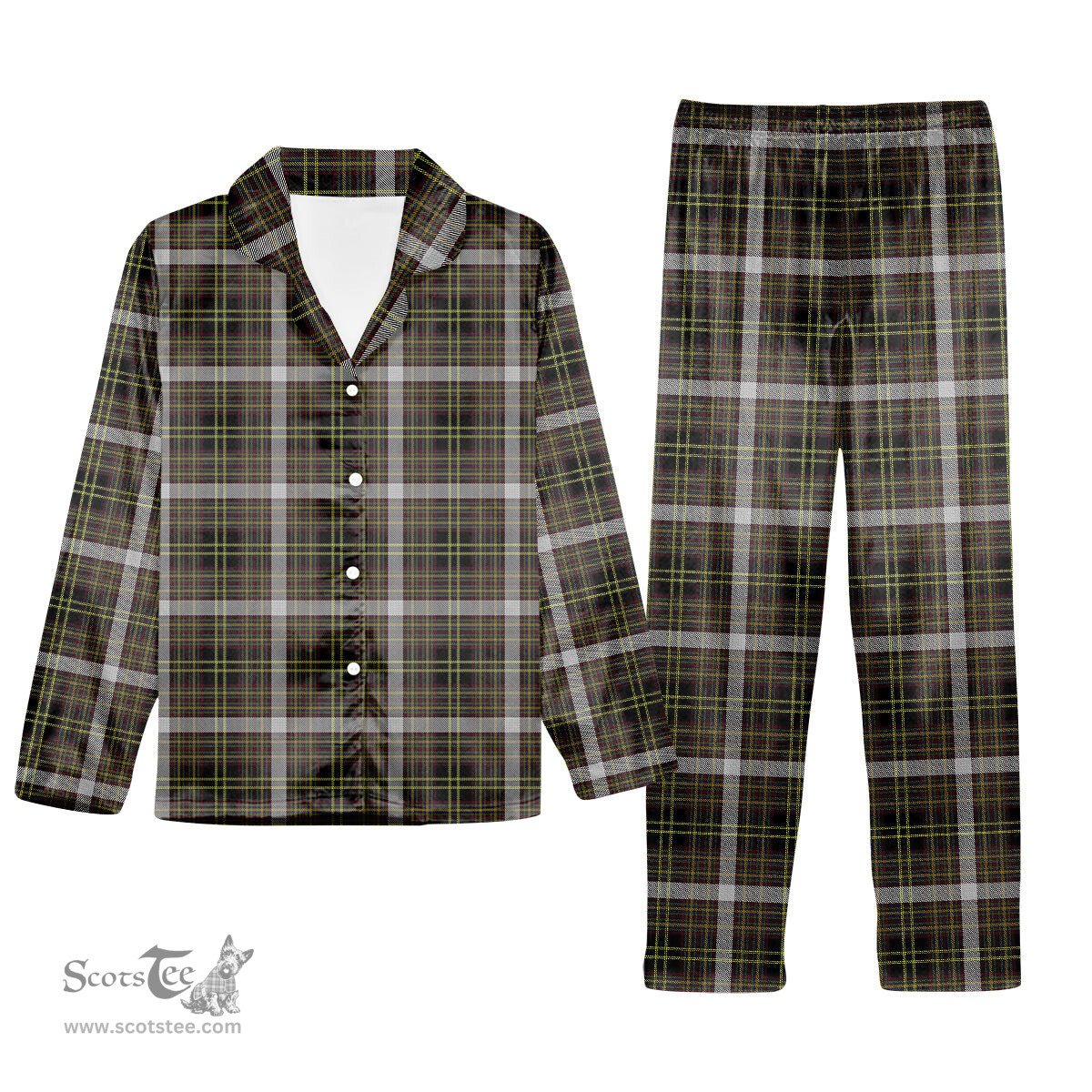 ScotsTee Shop Scottish Yule Lads, The Tartan Pajama Satin Velvet Flannel Pajama Set