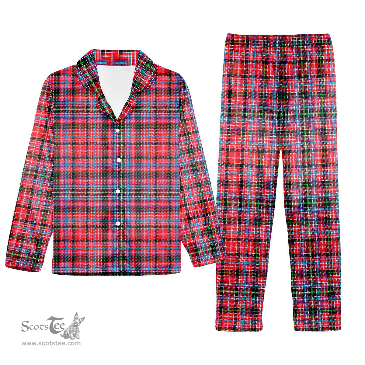 ScotsTee Shop Scottish Straiton Tartan Pajama Satin Velvet Flannel Pajama Set