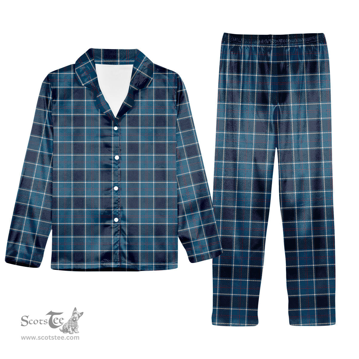ScotsTee Shop Scottish US Navy Modern Tartan Pajama Satin Velvet Flannel Pajama Set
