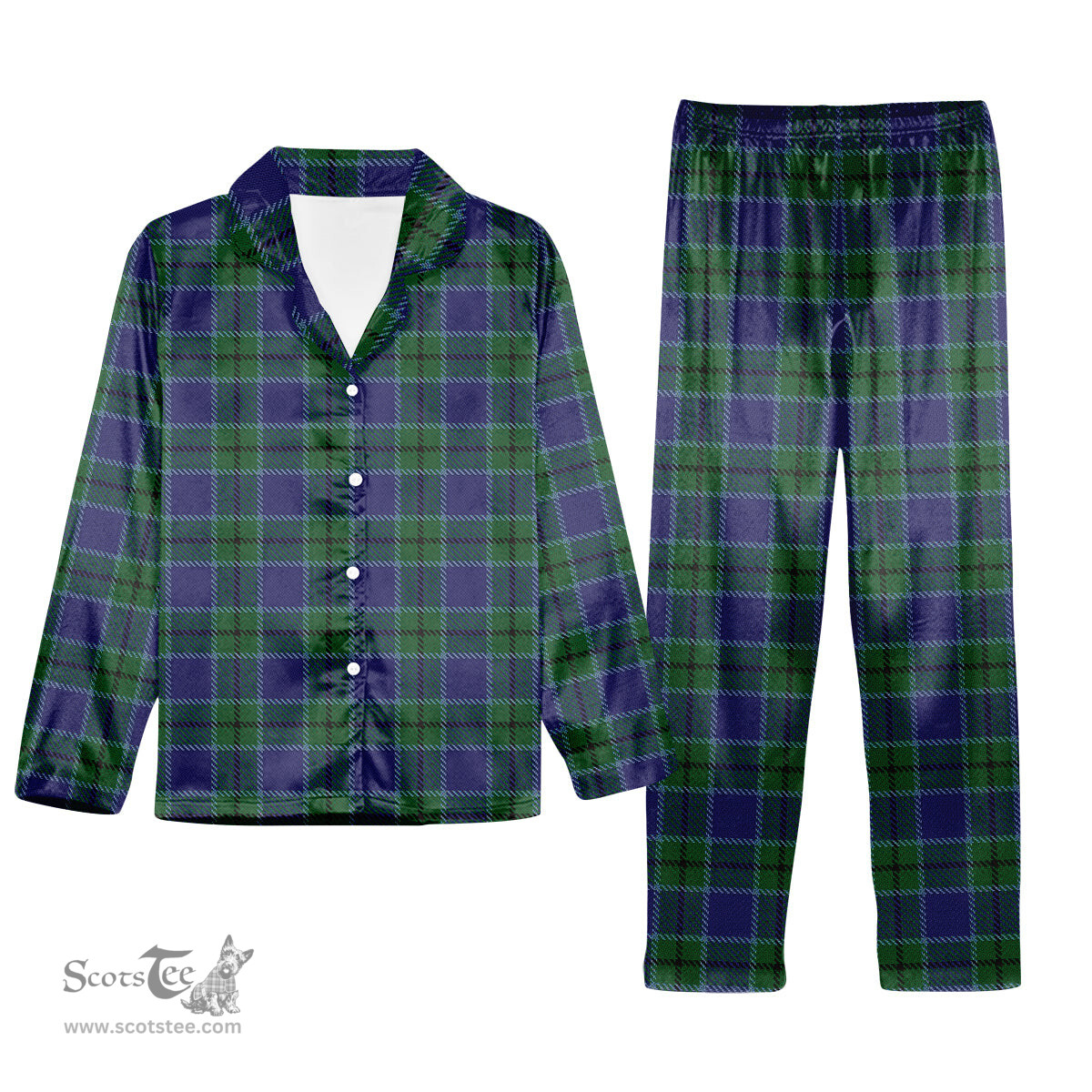 ScotsTee Shop Scottish Scott Green Sir Walter Tartan Pajama Satin Velvet Flannel Pajama Set