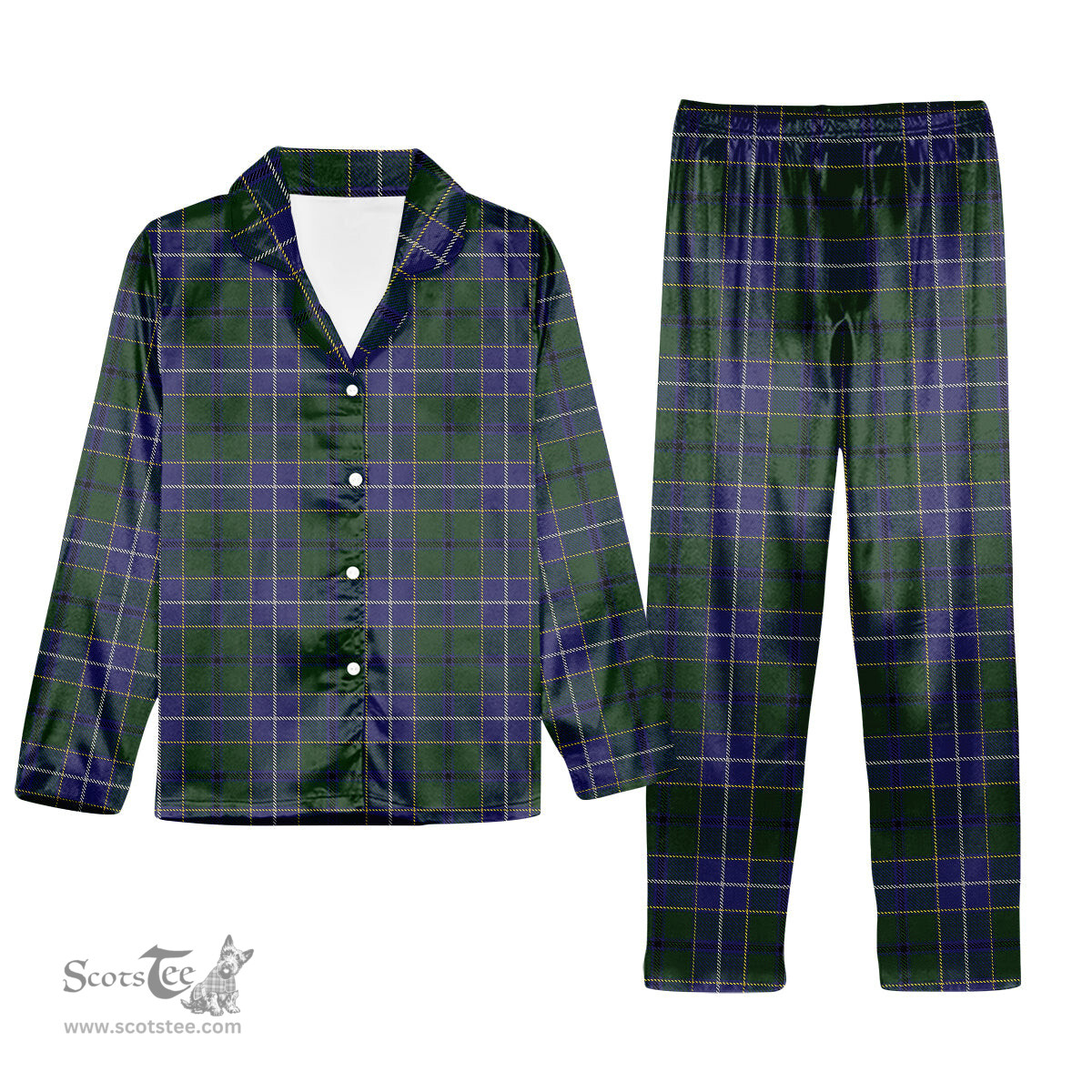 ScotsTee Shop Scottish Wishart Hunting Tartan Pajama Satin Velvet Flannel Pajama Set