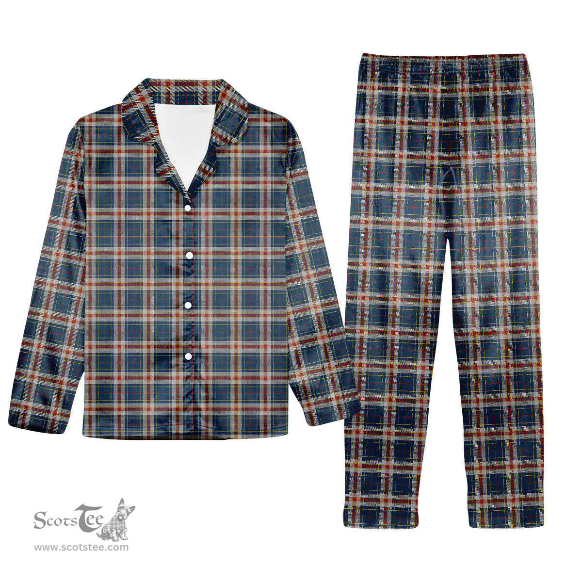 ScotsTee Shop Scottish Yusra (Malay) Tartan Pajama Satin Velvet Flannel Pajama Set