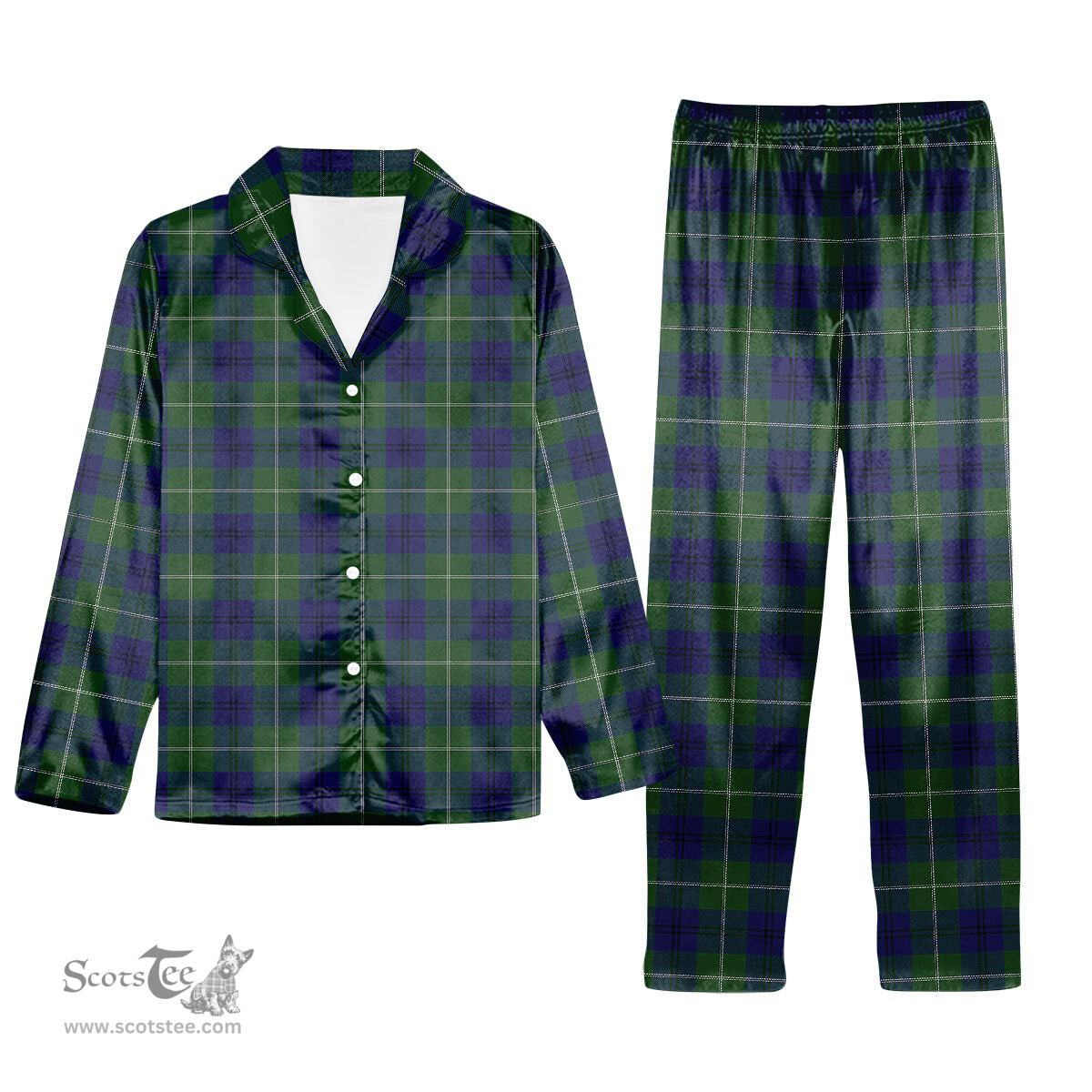 ScotsTee Shop Scottish Oliphant Modern Tartan Pajama Satin Velvet Flannel Pajama Set