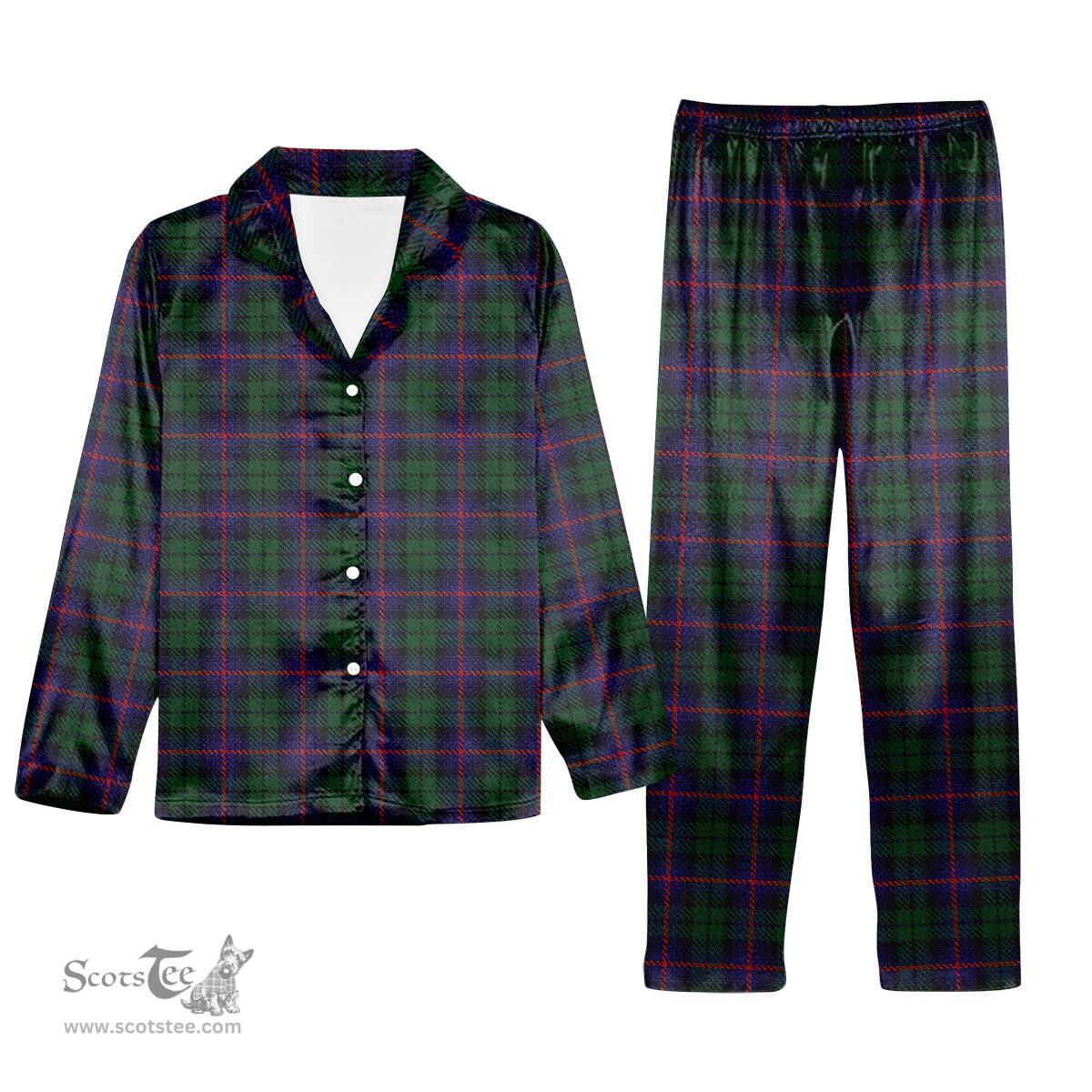 ScotsTee Shop Scottish Urquhart Tartan Pajama Satin Velvet Flannel Pajama Set