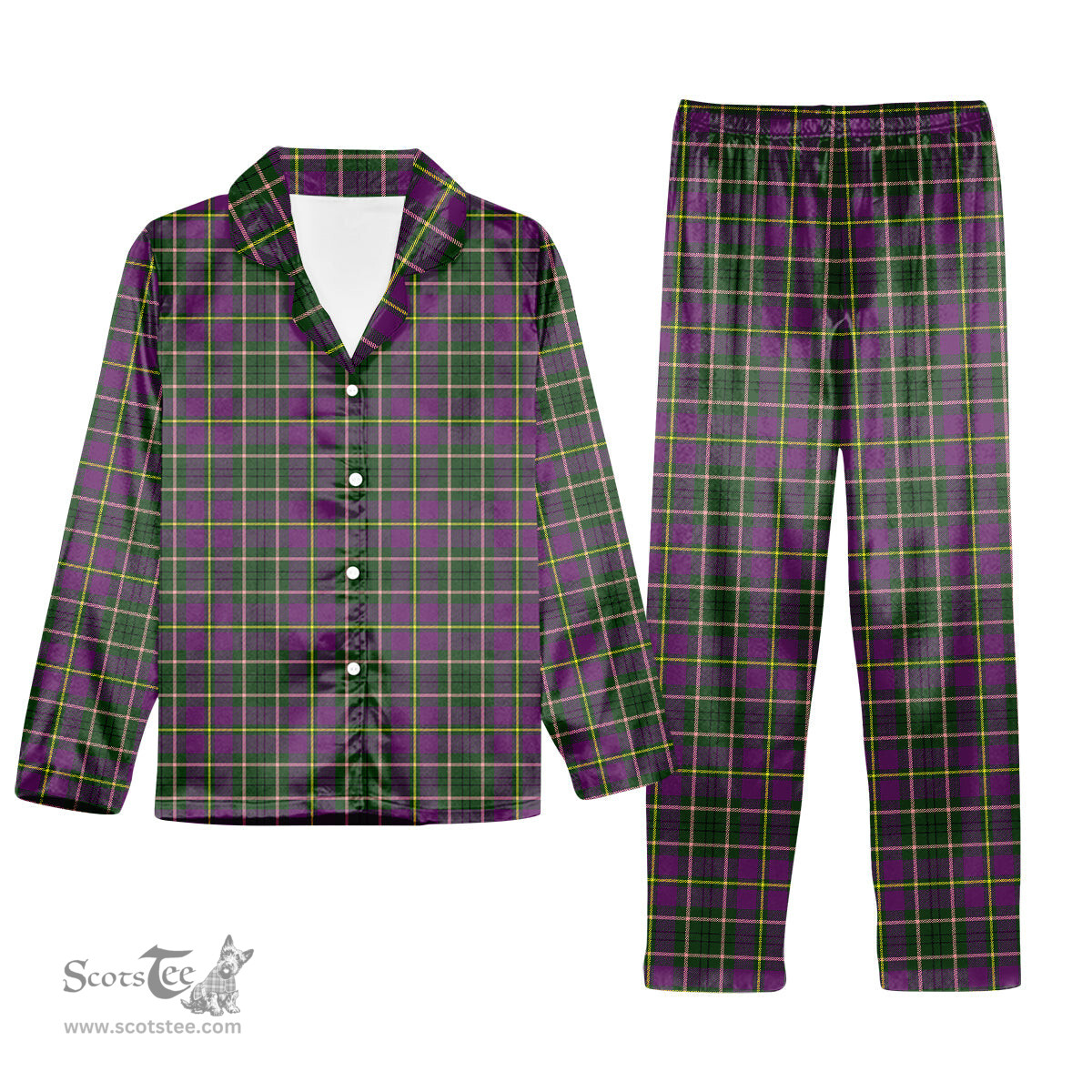 ScotsTee Shop Scottish Tailyour Tartan Pajama Satin Velvet Flannel Pajama Set