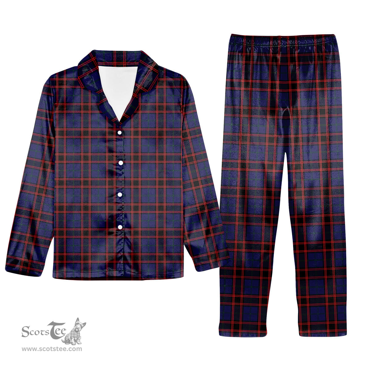 ScotsTee Shop Scottish Wedderburn Tartan Pajama Satin Velvet Flannel Pajama Set