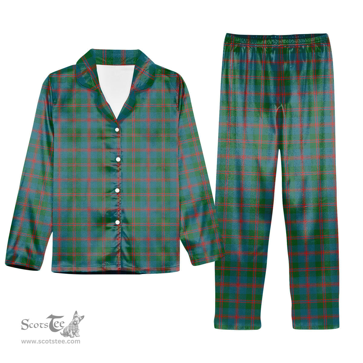 ScotsTee Shop Scottish Robertson of Struan Ancient Tartan Pajama Satin Velvet Flannel Pajama Set