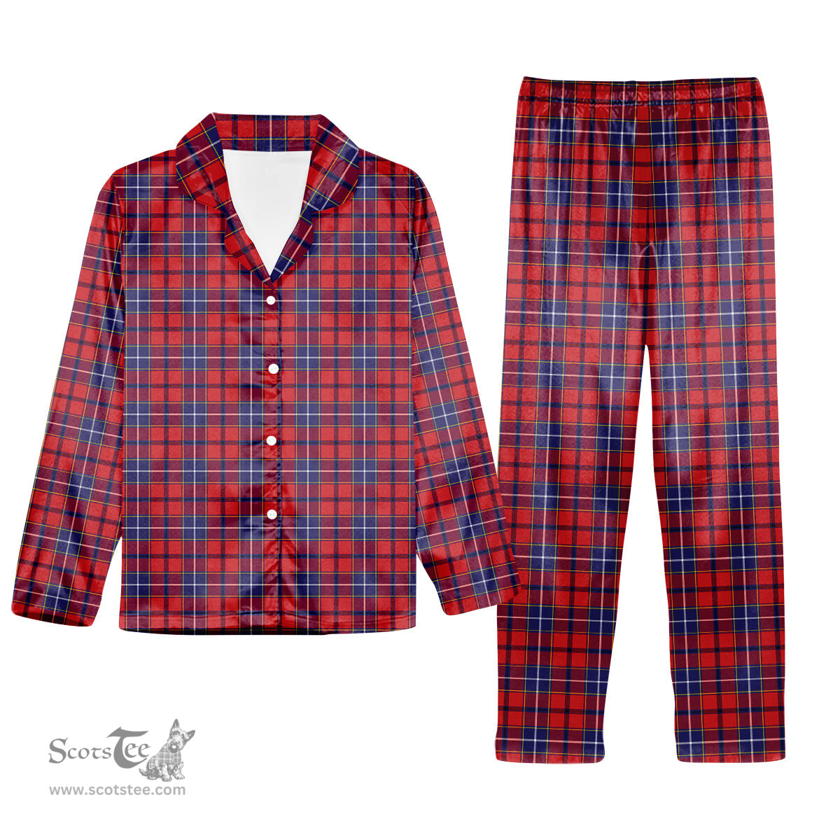 ScotsTee Shop Scottish Wishart Tartan Pajama Satin Velvet Flannel Pajama Set