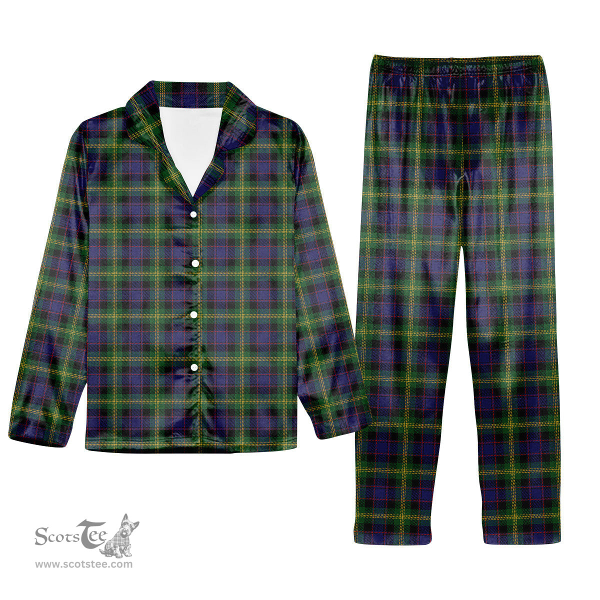 ScotsTee Shop Scottish Watson Tartan Pajama Satin Velvet Flannel Pajama Set