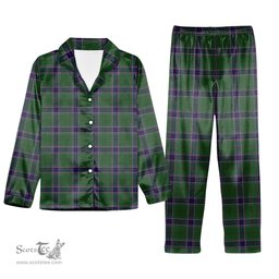 ScotsTee Shop Scottish Sinclair Green Tartan Pajama Satin Velvet Flannel Pajama Set