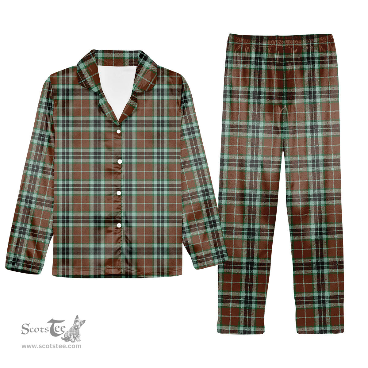 ScotsTee Shop Scottish Thompson Hunting Modern Tartan Pajama Satin Velvet Flannel Pajama Set