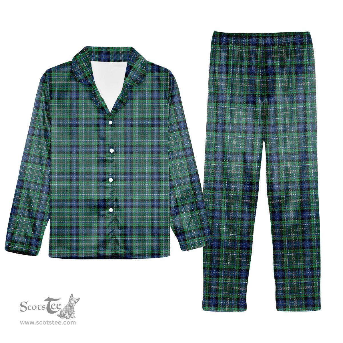 ScotsTee Shop Scottish Young Melvina Modern Tartan Pajama Satin Velvet Flannel Pajama Set