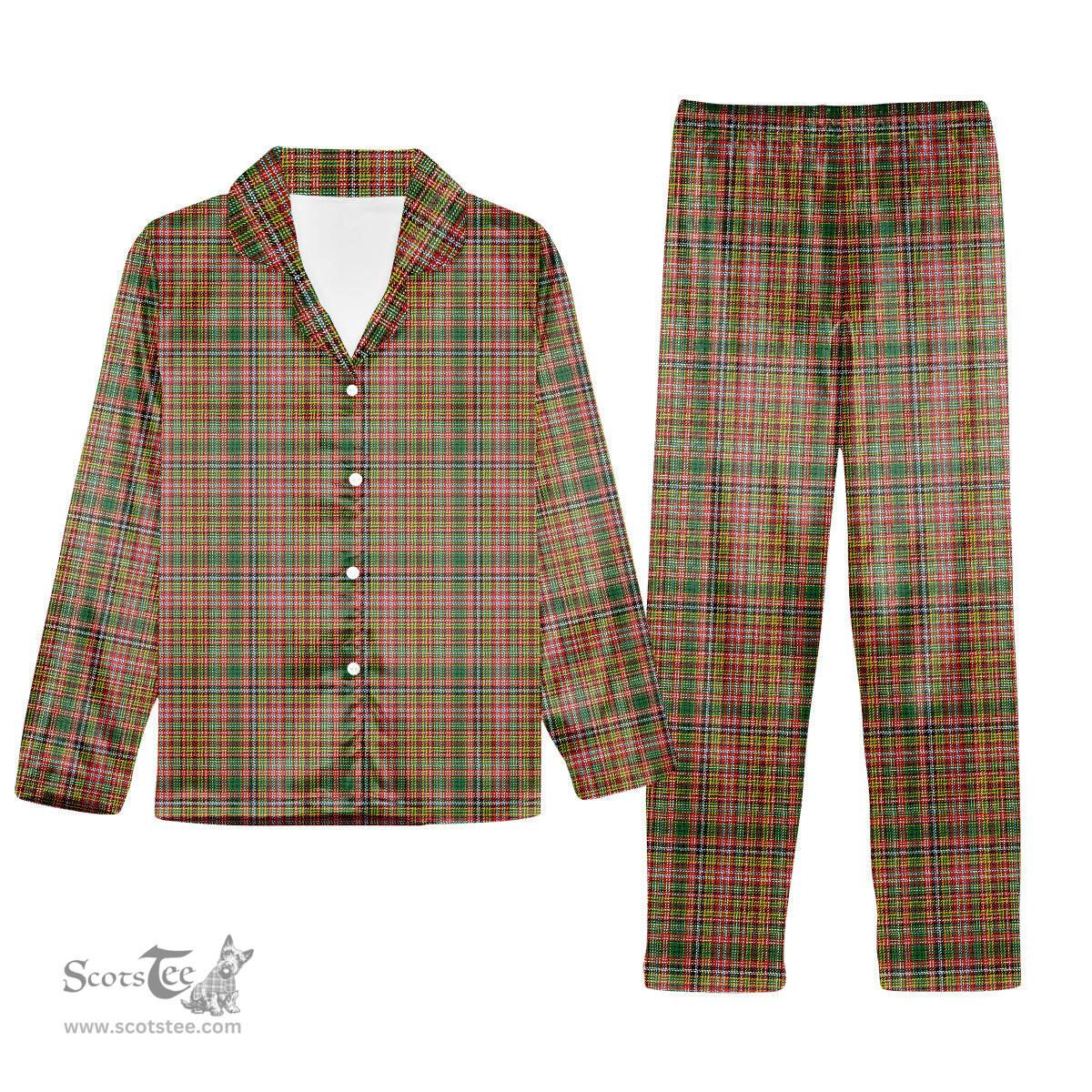 ScotsTee Shop Scottish Ogilvie (Ogilvy) of Strathallan Ancient Tartan Pajama Satin Velvet Flannel Pajama Set