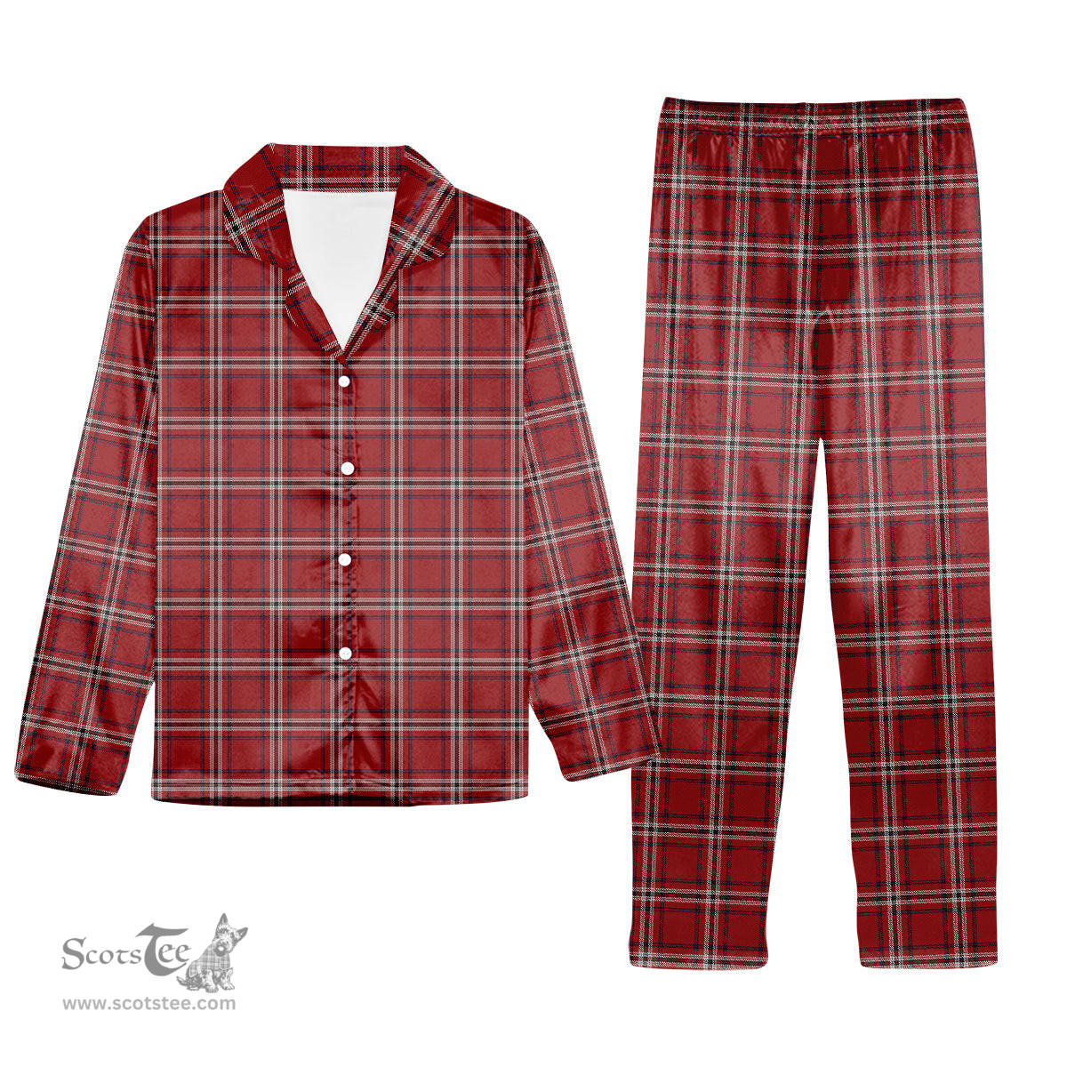 ScotsTee Shop Scottish Ramsay Angus & Mearns Tartan Pajama Satin Velvet Flannel Pajama Set