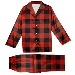 ScotsTee Shop Scottish Gregor Red & Black Ancient Tartan Pajama Satin Velvet Flannel Pajama Set