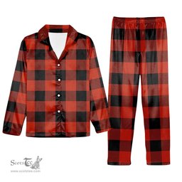 ScotsTee Shop Scottish Gregor Red & Black Ancient Tartan Pajama Satin Velvet Flannel Pajama Set