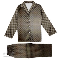 ScotsTee Shop Scottish Shepherd Brown & White Tartan Pajama Satin Velvet Flannel Pajama Set