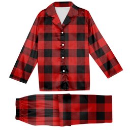 ScotsTee Shop Scottish Gregor Red & Black Modern Tartan Pajama Satin Velvet Flannel Pajama Set