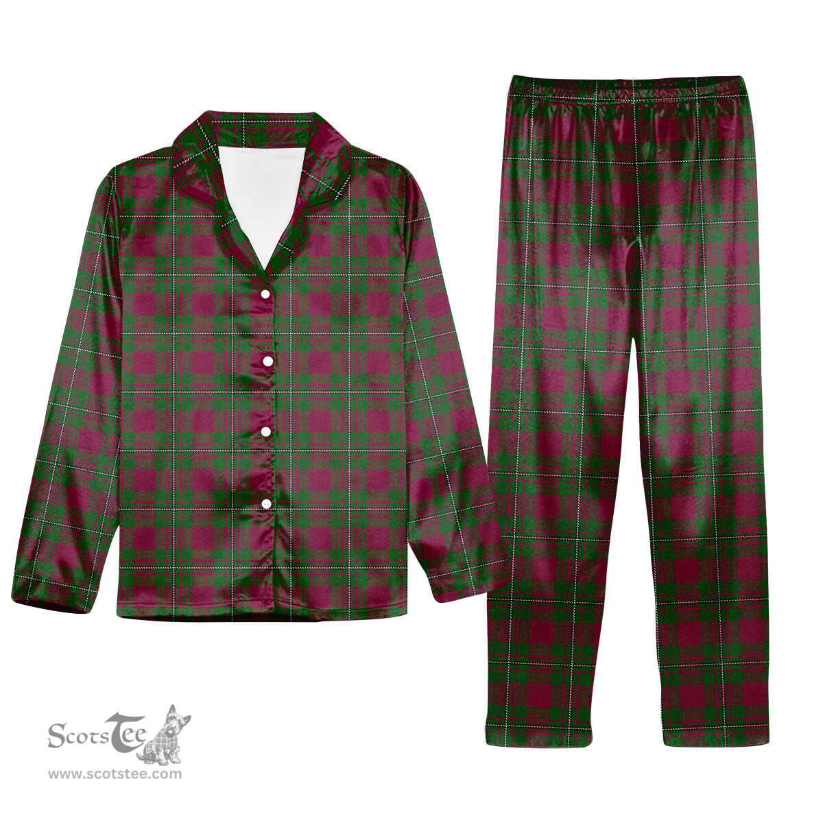 ScotsTee Shop Scottish MacGregor of Cardney Tartan Pajama Satin Velvet Flannel Pajama Set