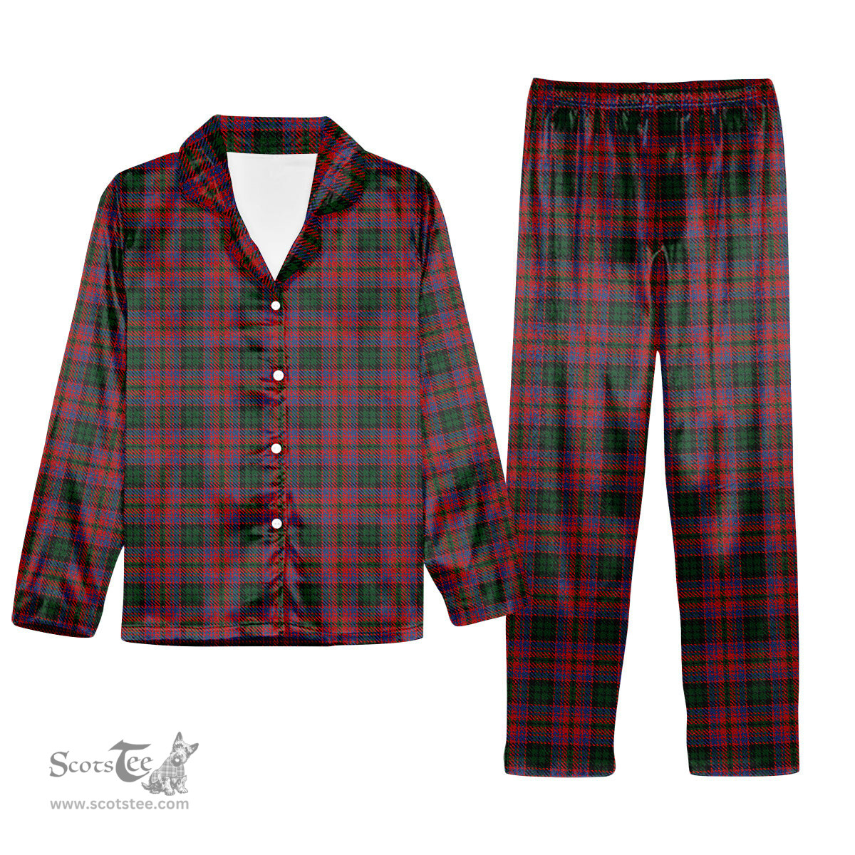 ScotsTee Shop Scottish MacInroy Tartan Pajama Satin Velvet Flannel Pajama Set