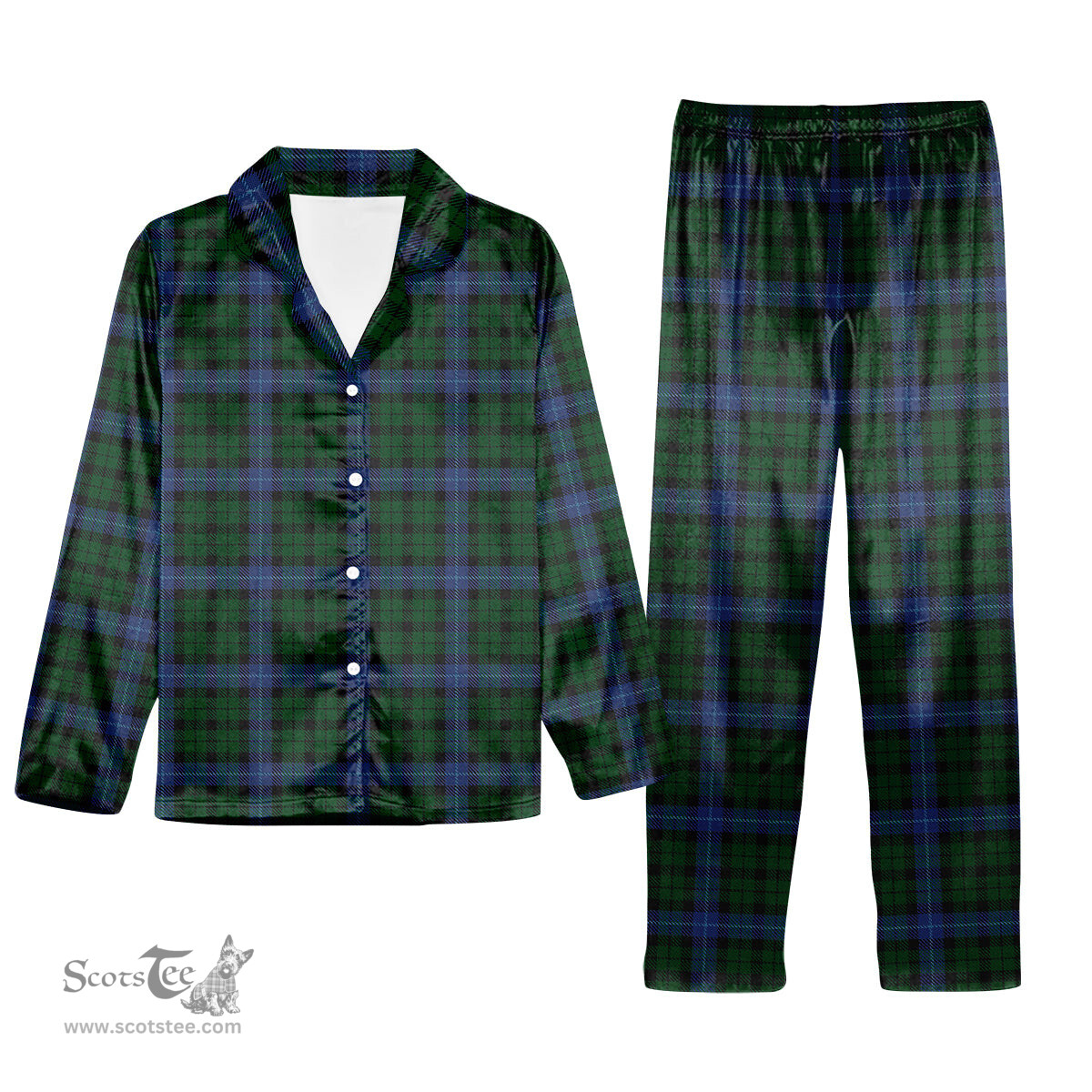ScotsTee Shop Scottish MacIntyre Tartan Pajama Satin Velvet Flannel Pajama Set