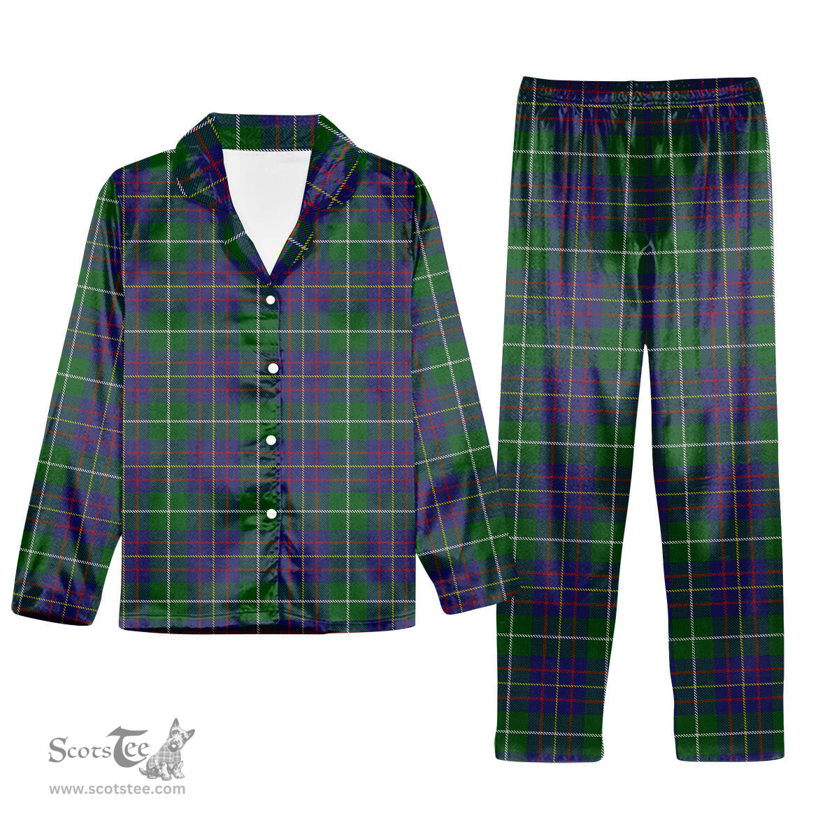 ScotsTee Shop Scottish MacIntyre Inglis Tartan Pajama Satin Velvet Flannel Pajama Set