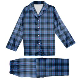 ScotsTee Shop Scottish MacKay Blue Tartan Pajama Satin Velvet Flannel Pajama Set