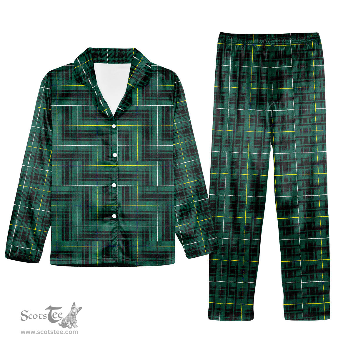 ScotsTee Shop Scottish MacIver Hunting Modern Tartan Pajama Satin Velvet Flannel Pajama Set