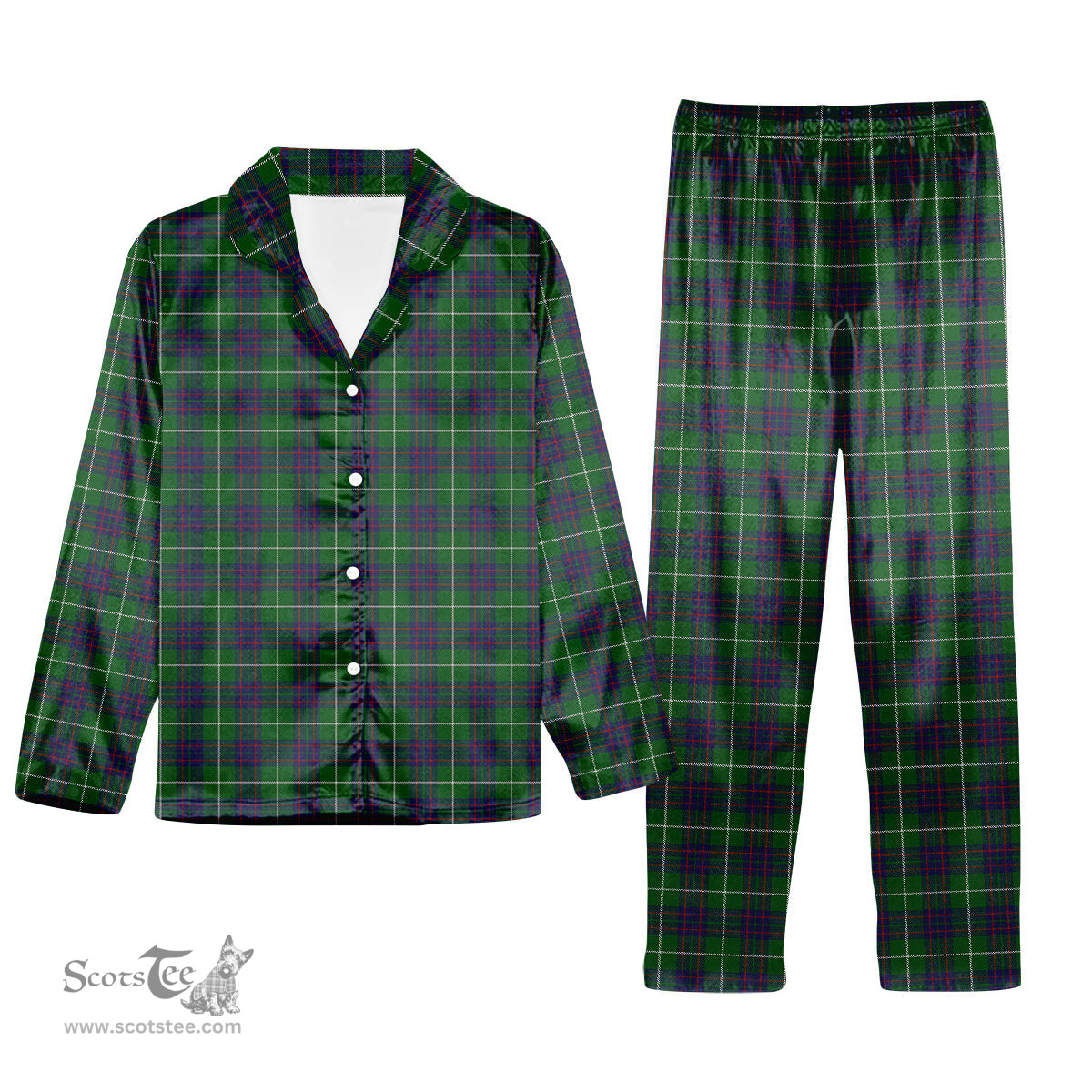 ScotsTee Shop Scottish MacIntyre Hunting Tartan Pajama Satin Velvet Flannel Pajama Set