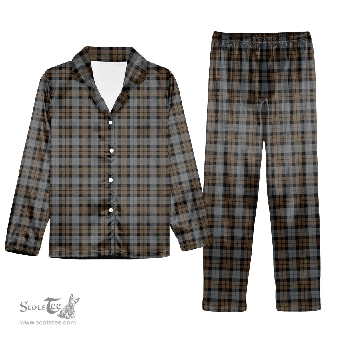 ScotsTee Shop Scottish MacKay Weathered Tartan Pajama Satin Velvet Flannel Pajama Set
