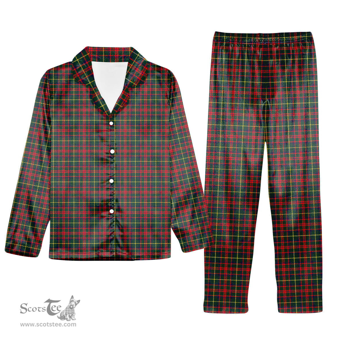 ScotsTee Shop Scottish MacIntosh Hunting Modern Tartan Pajama Satin Velvet Flannel Pajama Set