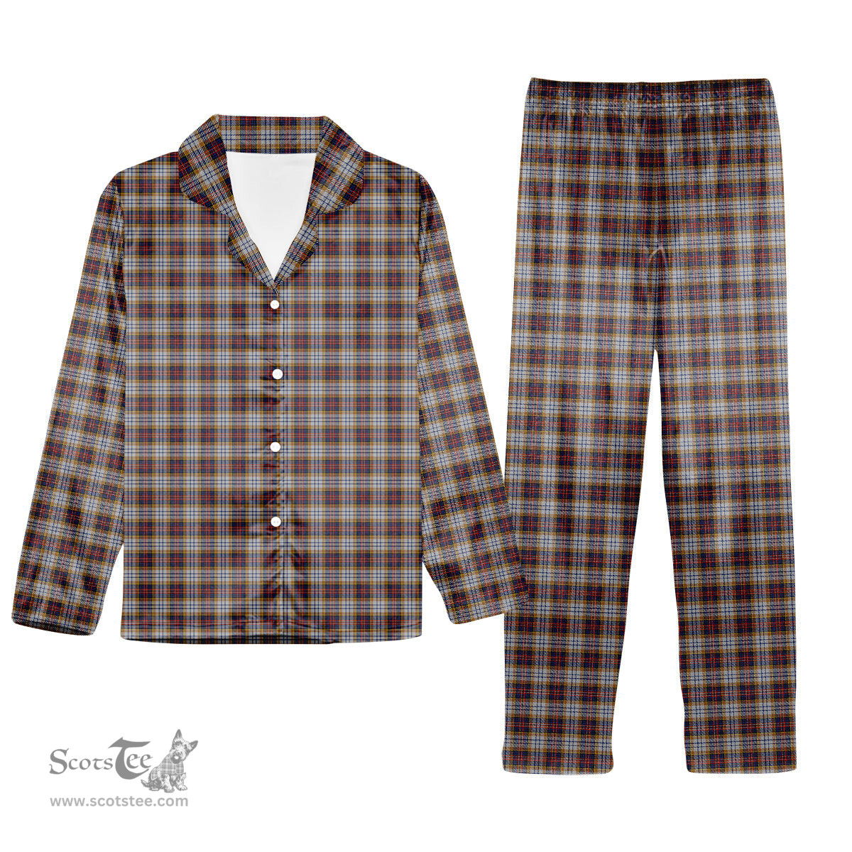 ScotsTee Shop Scottish MacInnes Ancient Hunting Tartan Pajama Satin Velvet Flannel Pajama Set