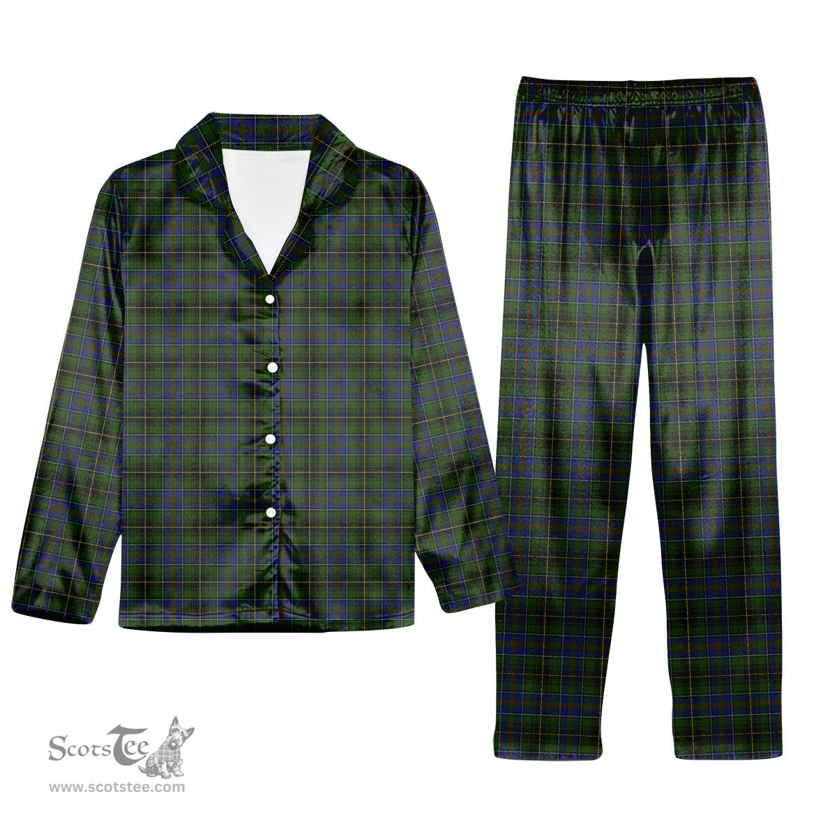 ScotsTee Shop Scottish MacInnes Tartan Pajama Satin Velvet Flannel Pajama Set