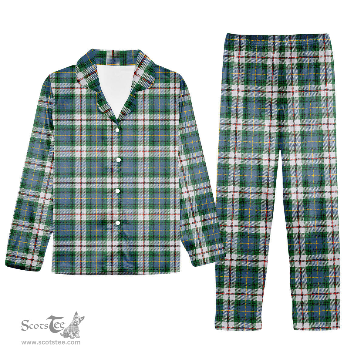 ScotsTee Shop Scottish MacLeod Of Californian Ancient Tartan Pajama Satin Velvet Flannel Pajama Set