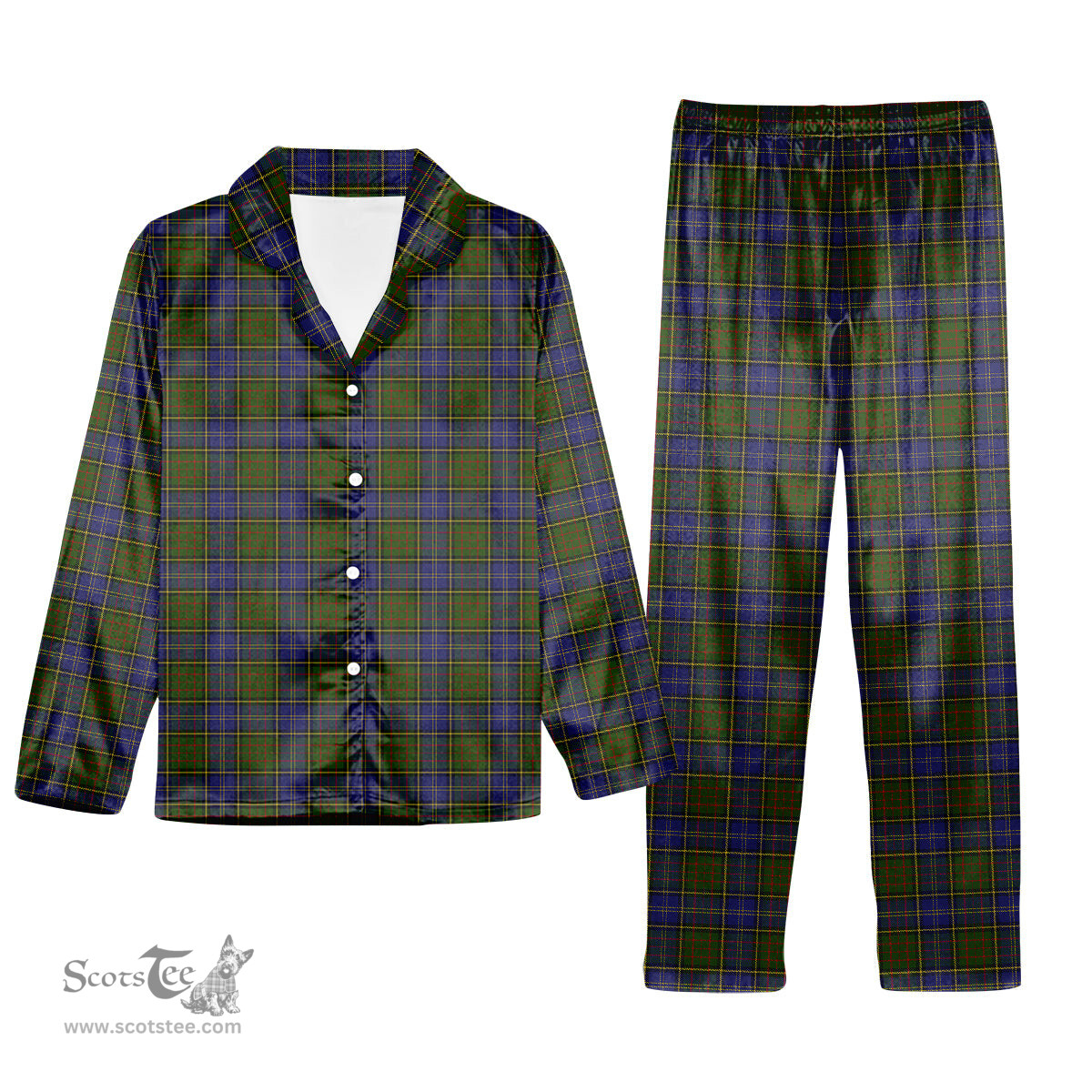 ScotsTee Shop Scottish MacMillan Hunting Modern Tartan Pajama Satin Velvet Flannel Pajama Set