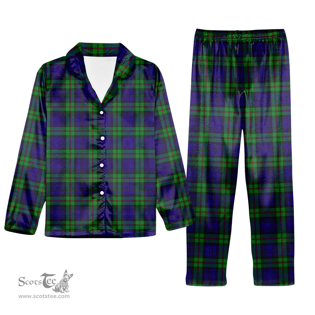 ScotsTee Shop Scottish MacKinlay Modern Tartan Pajama Satin Velvet Flannel Pajama Set