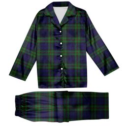 ScotsTee Shop Scottish MacKinlay 2_4 black stripes Tartan Pajama Satin Velvet Flannel Pajama Set
