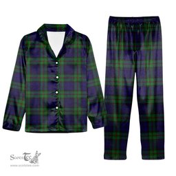 ScotsTee Shop Scottish MacKinlay 2_4 black stripes Tartan Pajama Satin Velvet Flannel Pajama Set