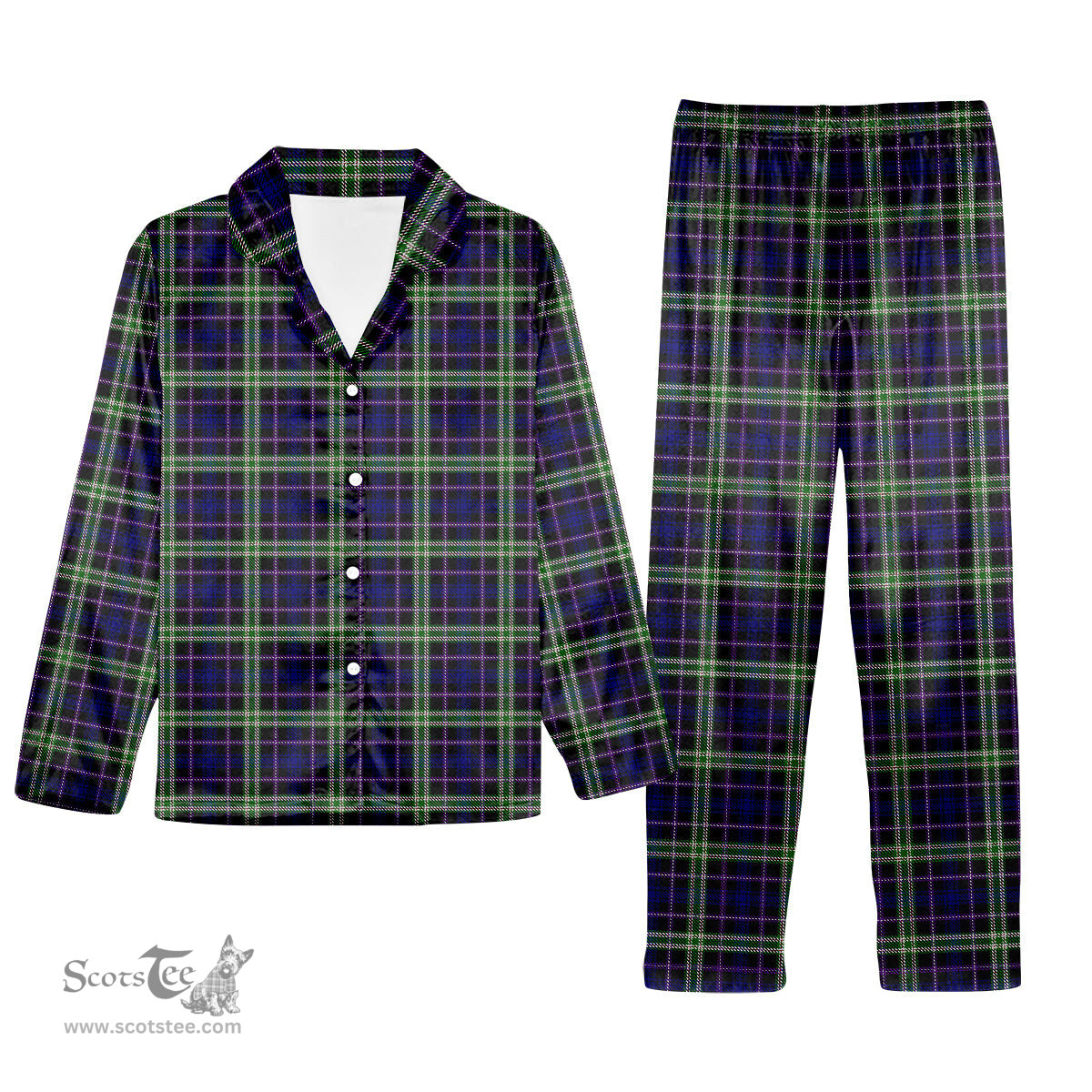 ScotsTee Shop Scottish MacKusick Tartan Pajama Satin Velvet Flannel Pajama Set
