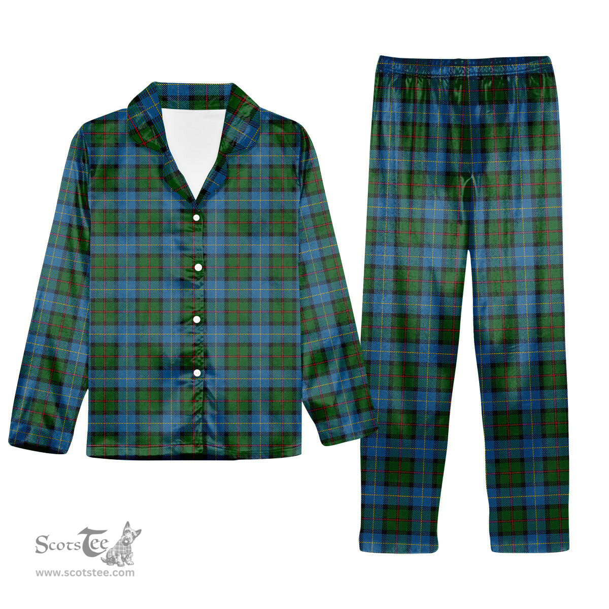 ScotsTee Shop Scottish MacLeod of Assynt Tartan Pajama Satin Velvet Flannel Pajama Set