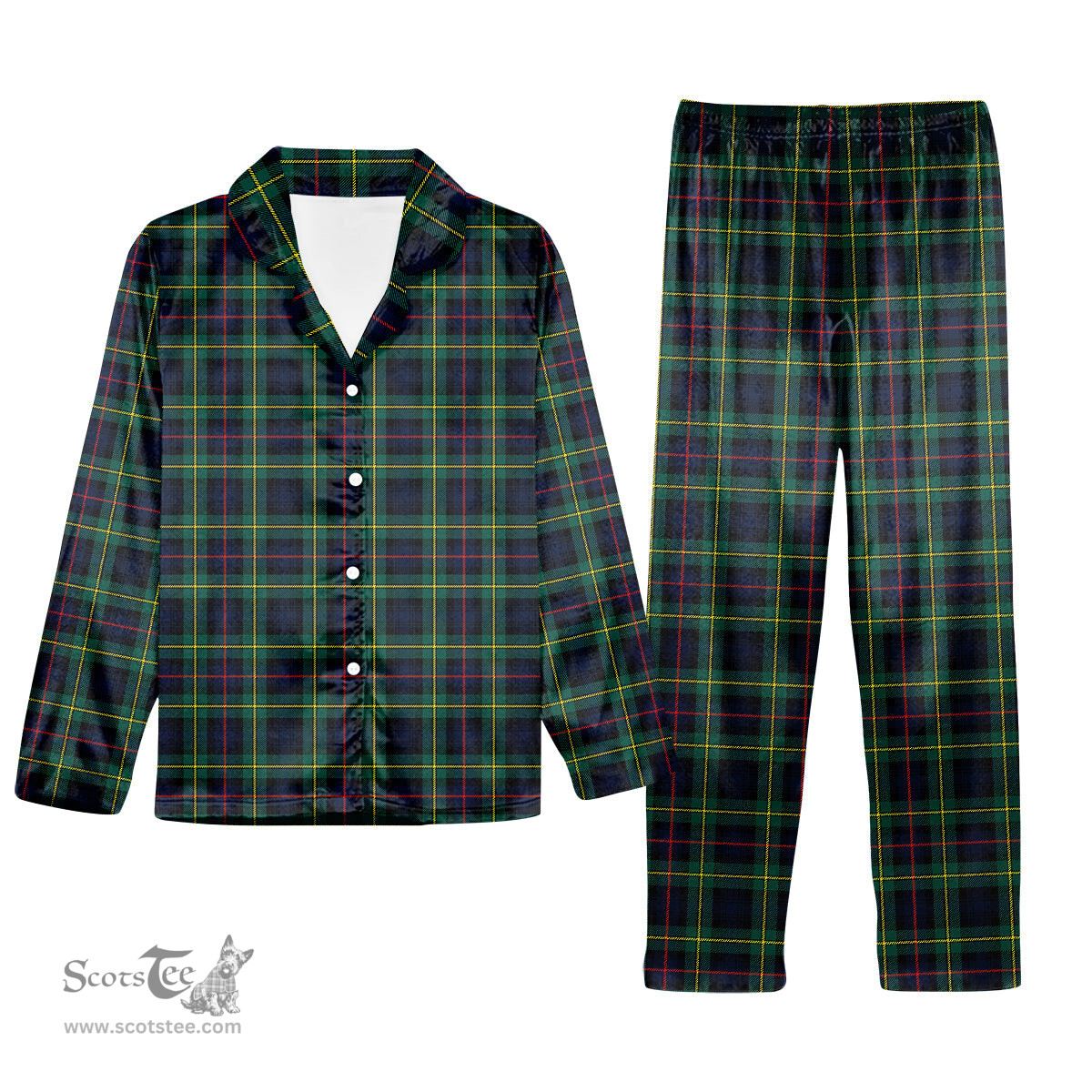 ScotsTee Shop Scottish MacLeod of Skye Modern Tartan Pajama Satin Velvet Flannel Pajama Set