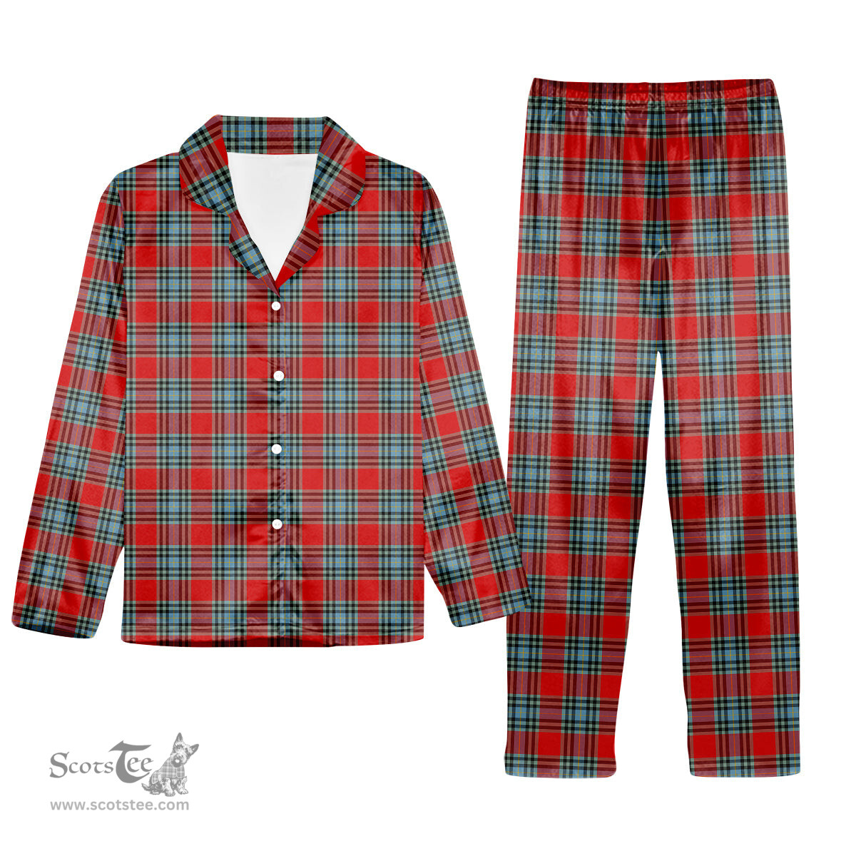 ScotsTee Shop Scottish MacLeay SC Tartan Pajama Satin Velvet Flannel Pajama Set