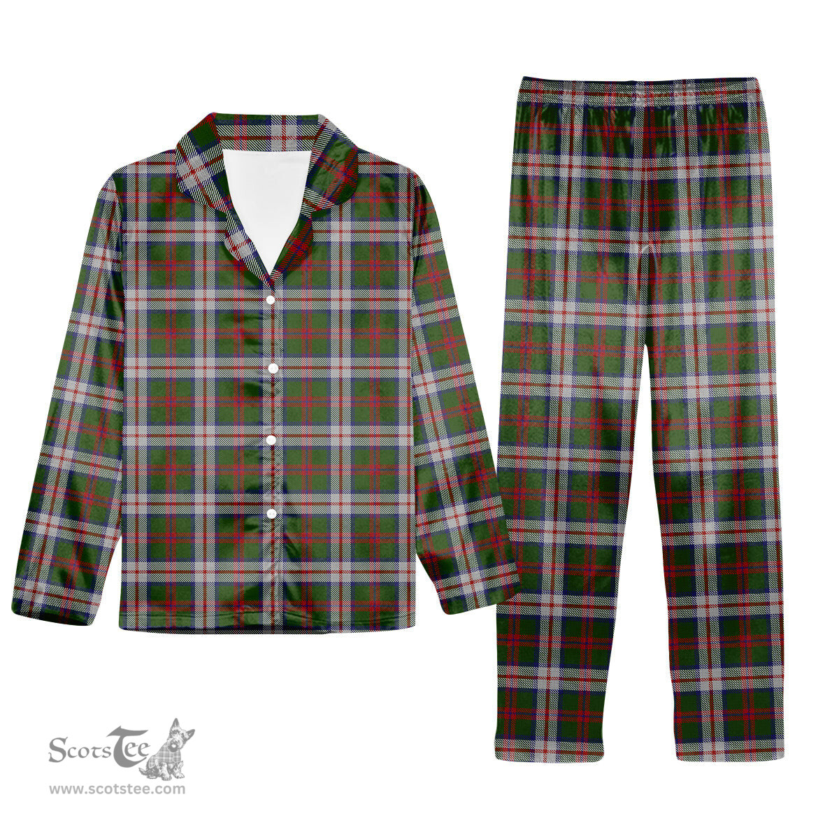 ScotsTee Shop Scottish MacKintosh Dress Scott Adie Tartan Pajama Satin Velvet Flannel Pajama Set