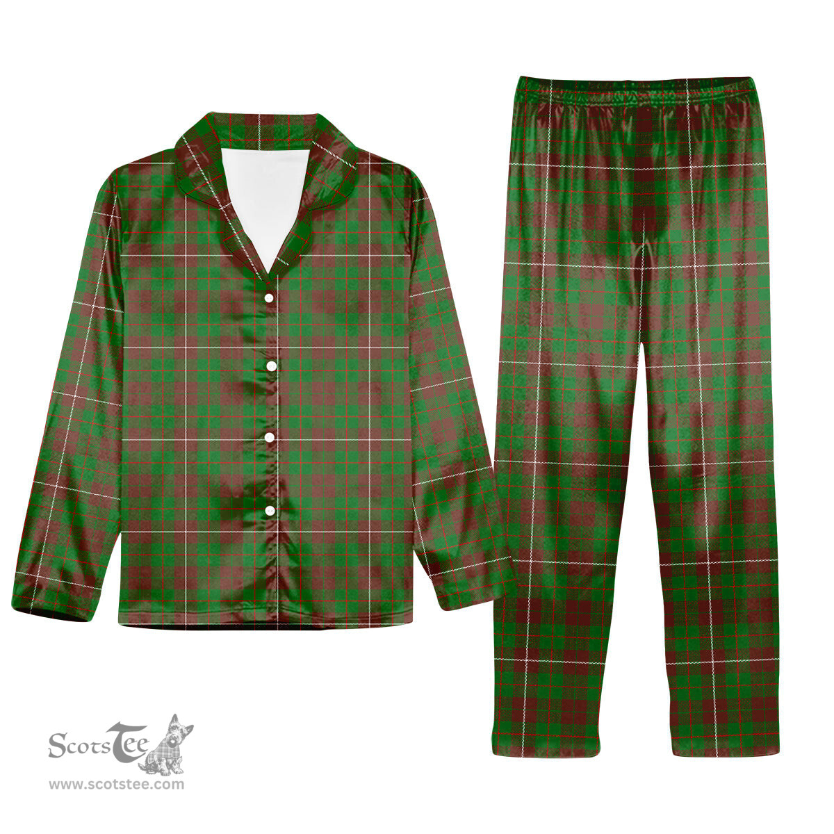 ScotsTee Shop Scottish MacKinnon Hunting Modern Tartan Pajama Satin Velvet Flannel Pajama Set