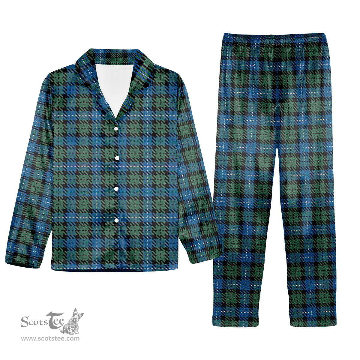 ScotsTee Shop Scottish MacKirdy Tartan Pajama Satin Velvet Flannel Pajama Set