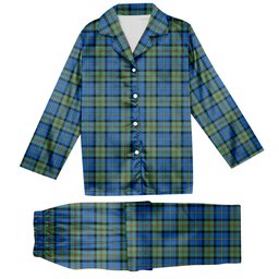 ScotsTee Shop Scottish MacLeod of Harris Ancient Tartan Pajama Satin Velvet Flannel Pajama Set